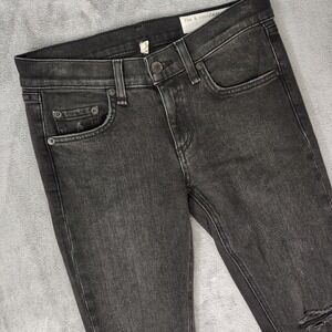 Rag & Bone Jeans Women 25 Black Skinny Distressed Dark Wash Low Rise Made in USA